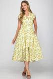 Zip Front Floral Smocked Waist Dress