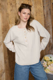 Ribbed Henley Exposed Seam Top