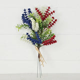 Red, White Blue Heather With Boxwood