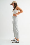High-rise Wide Leg Cropped Stripe - 92% Cotton, 6.5%