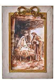 Wood Nativity Picture W/bow