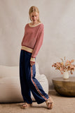 Textured Crewneck Long Sleeve Sweater Top