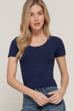 Ribbed Knit Short Sleeve Top