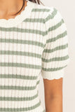Striped Scallop Edge Knit Top