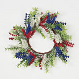 Wreath-red White Blue Heather With Boxwood