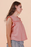 Ruffle Detail Solid Knit Top