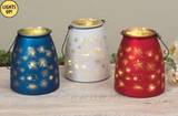 Lighted Americana Firework Glass Jar Luminary W/ Time