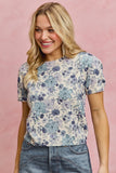 Short Sleeve Floral Sweater