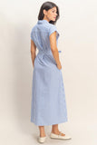 Striped Poplin Belted Shirt Dress With Pockets