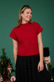 Short Sleeve Mock Neck Sweater