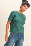 Cable Knit Short Sleeve Sweater