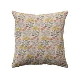 Cotton Chambray Printed Pillow W Floral Pattern
