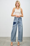 Western Patch Pocket Barrel Leg Jeans