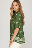 Printed Button Front Shirt