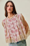 Vintage Floral Textured Top
