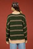 Striped Fuzzy Polo Sweater