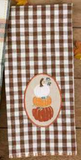 Autumn Pumpkin Stack Embellished Dishtowel