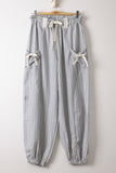 Textured Bow Detail Pants