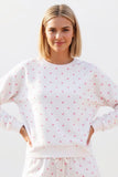 Fleece Polka Dot Crew Neck Sweatshirt