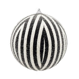 Sm Black & White Iced Ball Ornament