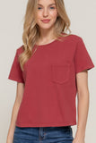 Short Slv Garment Dye Knit Top