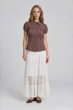 Woven Striped Button Front Blouse