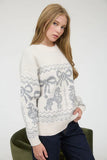 Poodle Bow Jacquard Knit Sweater