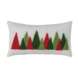 Fabric Pillow W/hooked Trees