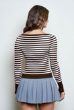 Striped Long Sleeve Boat Neck Sweater