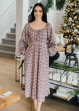 Scoop Neck Floral Midi Dress