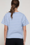 Short Slv Patch Stripe French Terry Top