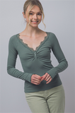 Lace Trim Henley Top
