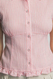 Ruffled Hem Button Up Top