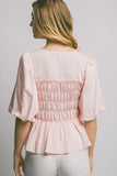 Puff-Sleeve Peplum Top