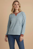 Cloudy Knit Contrast Stripe Top