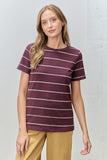 Short Sleeve Striped Knit Top