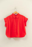 Eyelet Dolman Button Up Top