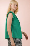 Ruffle Detail Solid Knit Top
