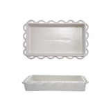 Stoneware Scalloped Napkin Holder, White