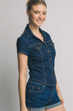 Denim Button Front Top