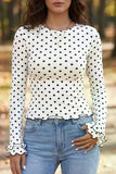 Polka Dot Lettuce Trim Top