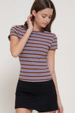 Multi-Stripe Ribbed Knit Top