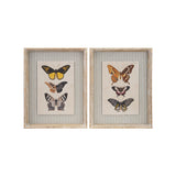 Wood Framed Wall Décor W Butterflies Stripes