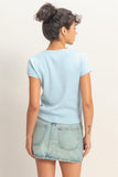 Button Front Short Sleeve Top