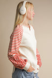Oversized Floral & Stripe Casual Knit Top