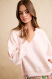 Notch Neck Lace French Terry Sweatshirt
