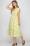 Zip Front Floral Smocked Waist Dress