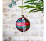 Plaid Glass Ball Ornament