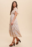 Square Neck Tiered Midi Dress