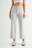 High-rise Wide Leg Cropped Stripe - 92% Cotton, 6.5%